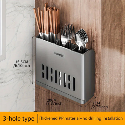 1pc Flatware Organizer, Multifunctional Cutlery Storage Rack With Detachable Water Drain Base, Chopsticks Holder, Utensil Holder by Smarsty