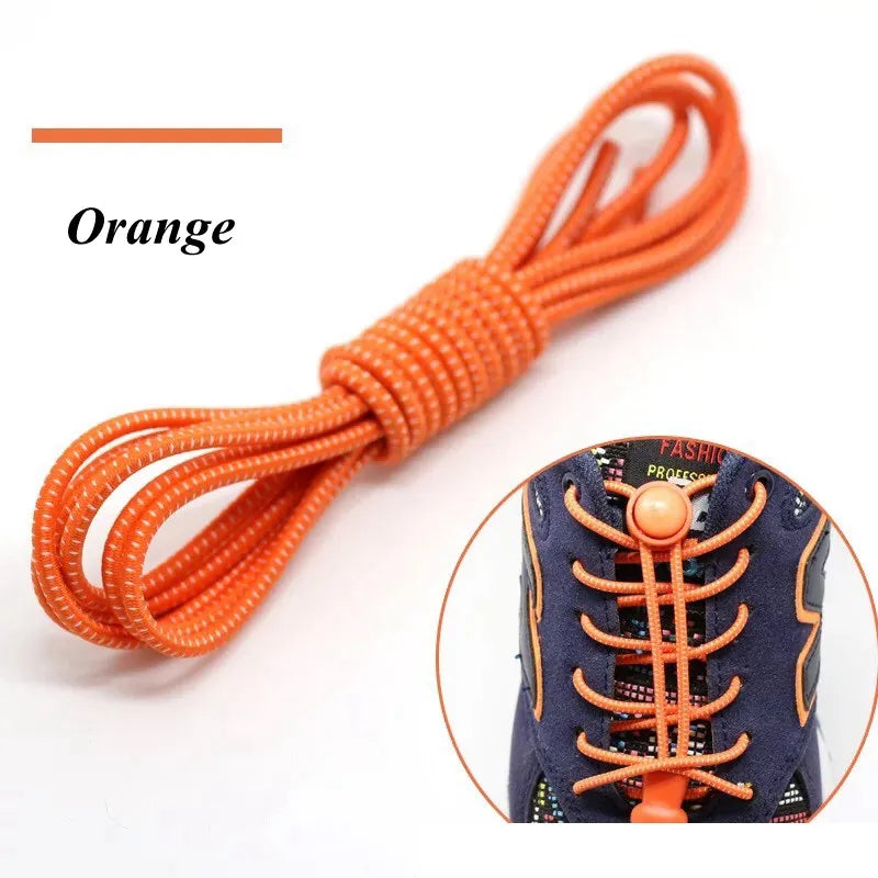 1 Pair 22 Colors Elastic Shoelaces Round Locking No Tie Shoe Laces Kids Adult Quick Lazy Laces Rubber Sneakers Shoelace T1 - Smarsty