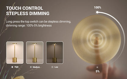 Rechargeable LED Touch Metal Table Lamp with Three Colors - Smarsty