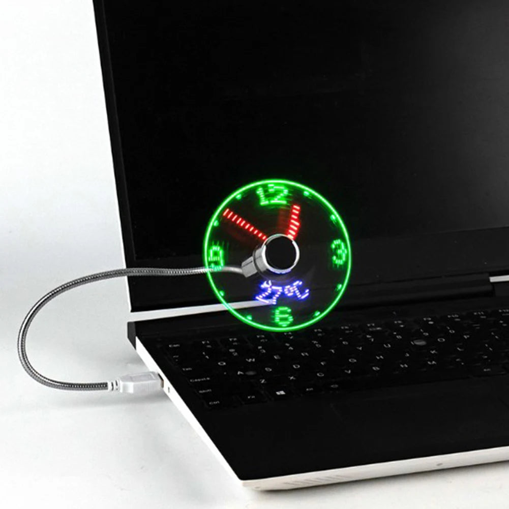 Clock Fans Time Temperature Display Small Night Light DC 5V Portable Gadgets Flexible Gooseneck LED Clock for Laptop PC Notebook