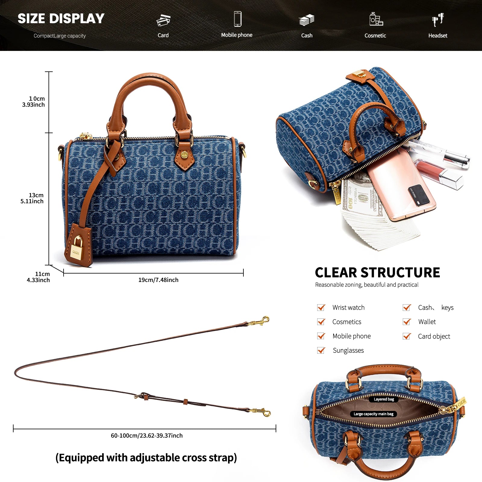 Women Shoulder Bag 2025 Cowboy Splicing Pillow Handbag - Smarsty