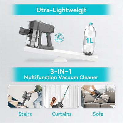 YISORA N300 Cordless Upright Vacuum Cleaner, 20Kpa Ultra Lightweight Stick Vacuum for Carpet, Hard Floor, Car, Pet Hair - Smarsty