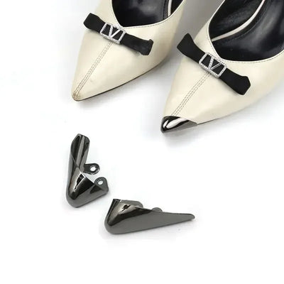 Women High Heel Metal Toe Cap Wear and Tear Concealer Anti-kicking Leather Shoes Point Protector Flat Shoe Tips Cap Accessorices - Smarsty