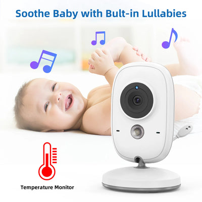 TakTark 3.2 Inch Wireless Video Baby Monitor With Lullabies Auto Night Vision Two Way Intercom Temperature Monitoring Babysitter by Smarsty