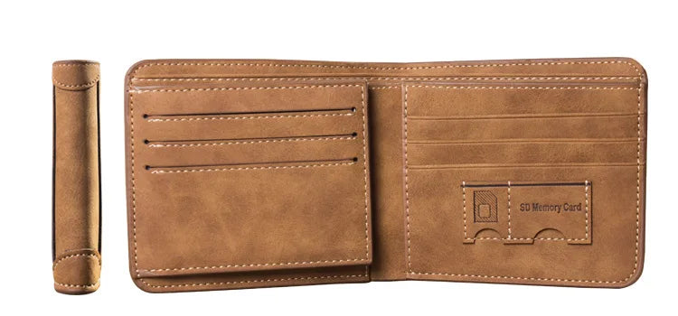 New Men Wallets Credit Card/ID Holder Vintage Brand Male Wallet High Quality PU Leather Photo Holder Foldable Short Men Purse - Smarsty