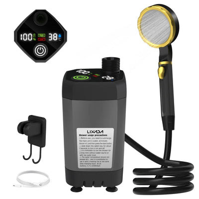 Camping Shower Pump RV Outdoor Shower Kit Camp Shower w/Full Screen Intelligent Digital Display Adjustable 6000mAh Shower Kit by Smarsty