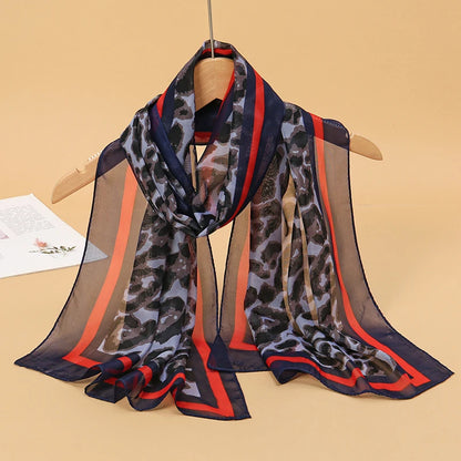 Women Print Chiffon Scarf Lightweight Sunscreen Shawl Wrap - Smarsty