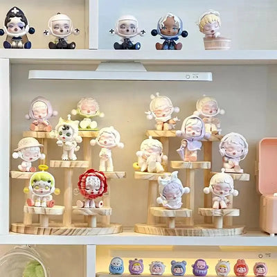 Wooden Display Riser Stand Organizer Shelf Stand for Toys and Dolls Figure Display Cabinet Cute Dolls Storage Rack Decoration by Smarsty