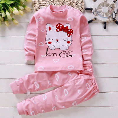 Cotton baby girl clothing winter newborn baby clothing set 2 sets of spring children's pajamas 0-5 year old baby cartoon casual by Smarsty
