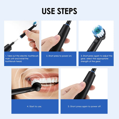 Smart Rotating Timing Electric Toothbrush, Rechargeable Rotary Toothbrush with 4 Heads, 5 Modes Setting Teeth Whitening Oral Car - Smarsty