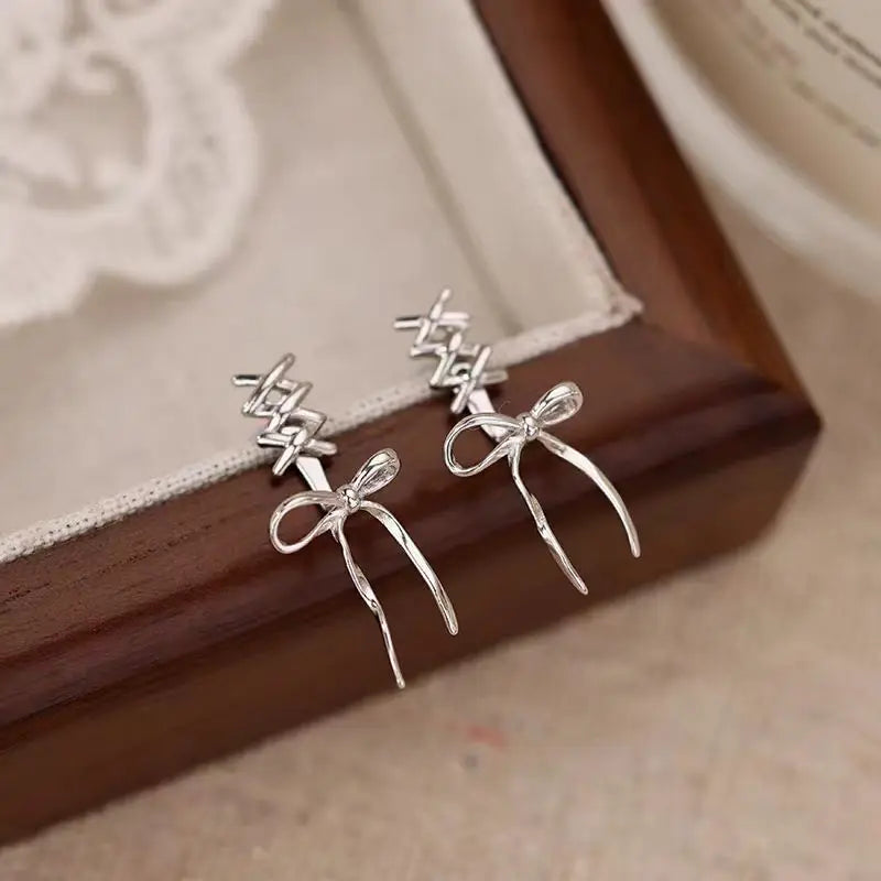 Y2K Bow-Knot Ear Clips for Trendy Korean Fashion Jewelry - Smarsty