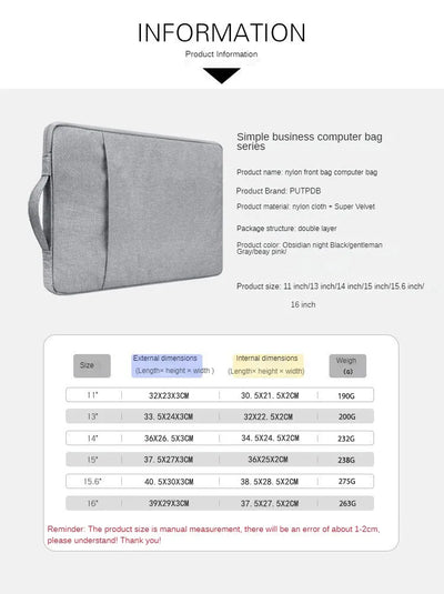 Premium Zippered Laptop Sleeve for 11 to 16 Inch Notebooks - Smarsty