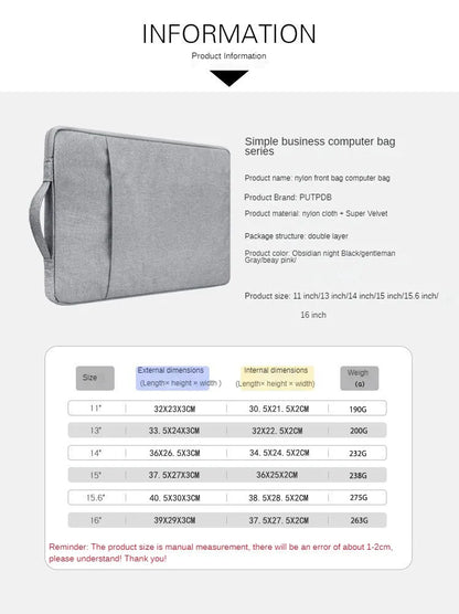 Premium Zippered Laptop Sleeve for 11 to 16 Inch Notebooks
