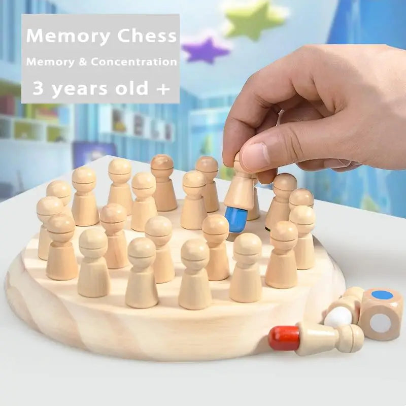 Montessori Wooden Memory Match Stick Chess Board Game Logic Braintease Toys for Boys and Girls Early Education Color Recognition by Smarsty