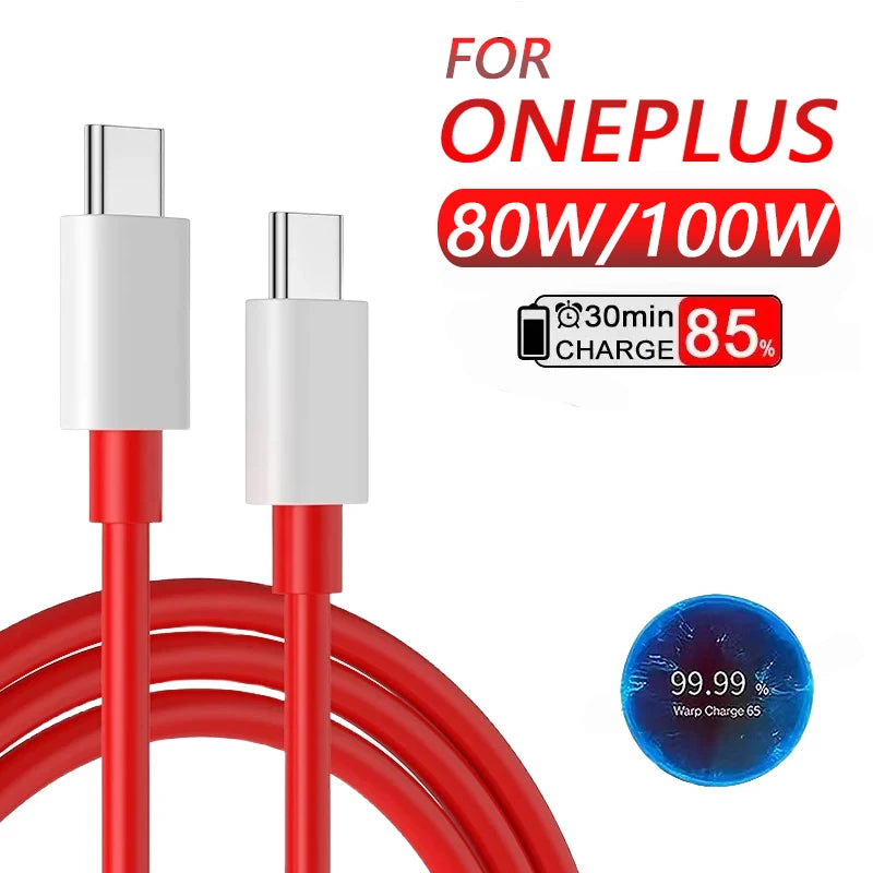 Oneplus 13 12 11 Cable Original 80W Supervooc Warp Charge Usb Type C Cable 100W Fast Charge One Plus 10T Nord CE 4 10 Ace 3 Pro - Smarsty