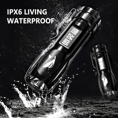 High Power Flashlight Built-in Battery Mini Super Bright Torch Rechargeable IPX6 Waterproof for Outdoor Camping Fishing