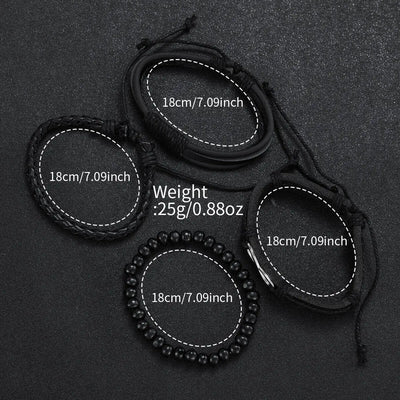 Fashion Leather Strap Men Quartz Watch Set - Smarsty