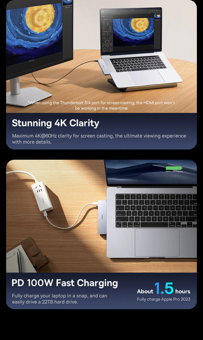 Versatile 4K USB-C Hub with HDMI and Thunderbolt Support - Smarsty