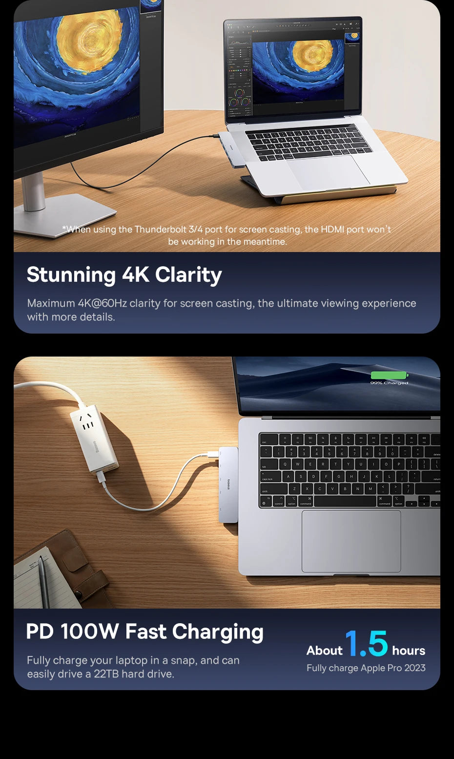 Versatile 4K USB-C Hub with HDMI and Thunderbolt Support