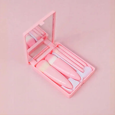 Travel Size Makeup Brushes Set with Case and Mirror - Smarsty
