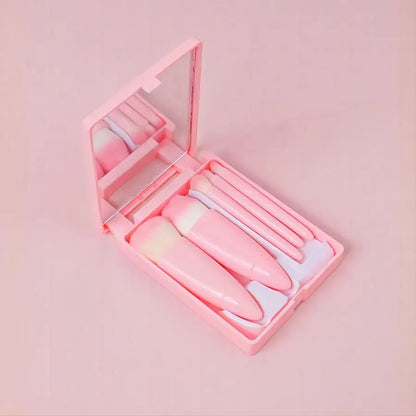 Travel Size Makeup Brushes Set with Case and Mirror - Smarsty
