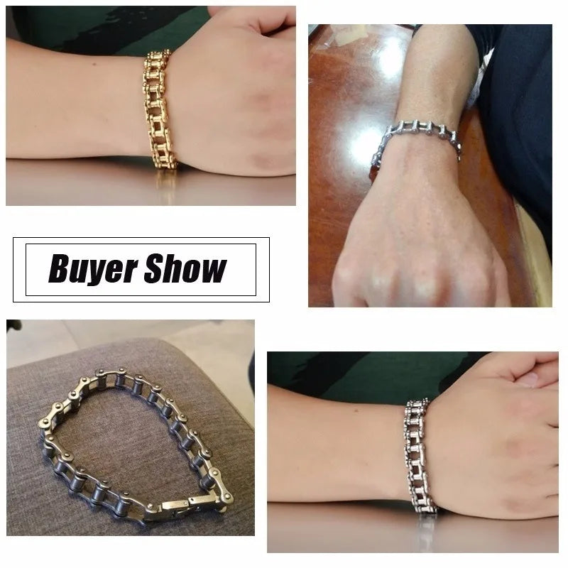 Stainless Steel Biker Chain Bracelet Durable Punk Jewelry - Smarsty