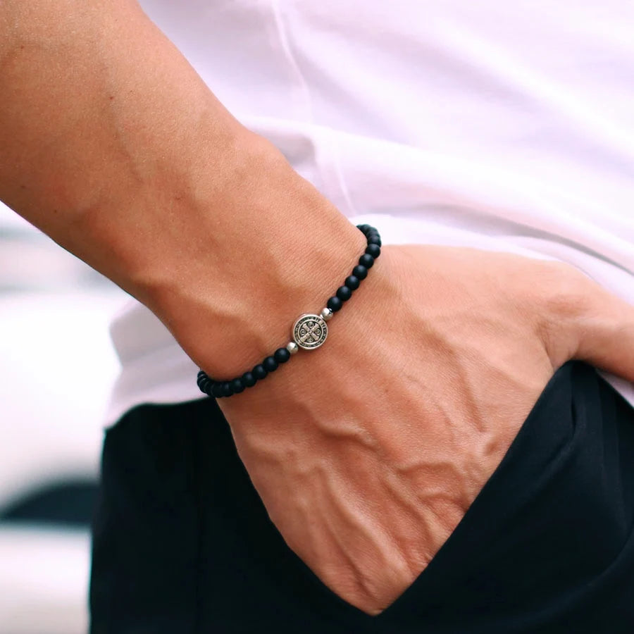 Men's 4mm Beaded Tiger Eye Bracelet Natural Stone Meditation - Smarsty