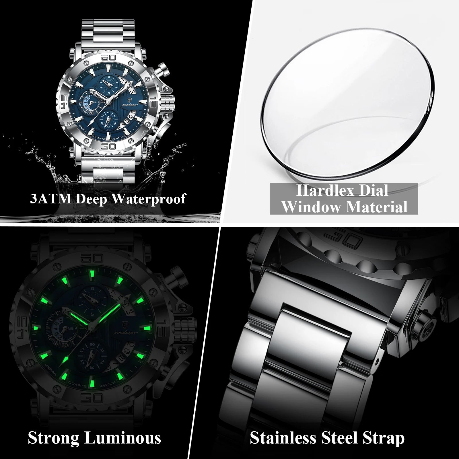 Luxury Waterproof Men's Chronograph Watch with Calendar - Smarsty