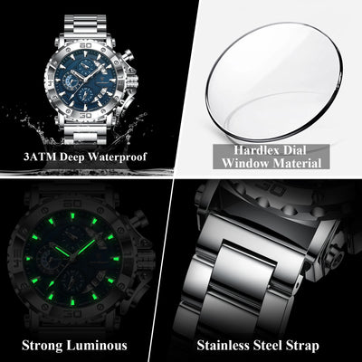 Luxury Waterproof Men's Chronograph Watch with Calendar - Smarsty