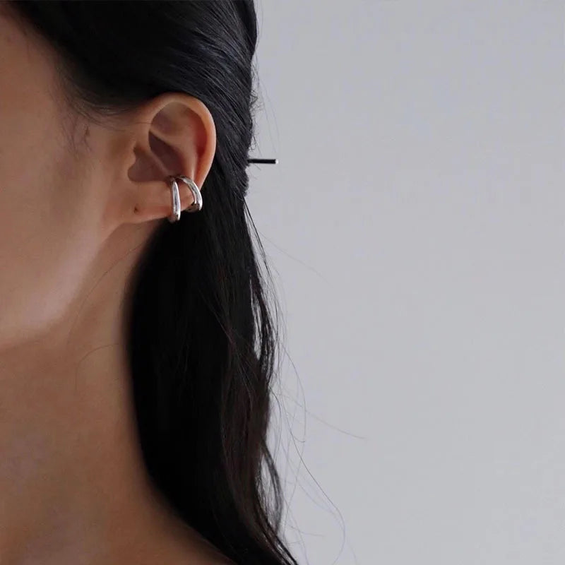Double Circle Ear Cuff No Piercing Vintage Hip Hop Style - Smarsty