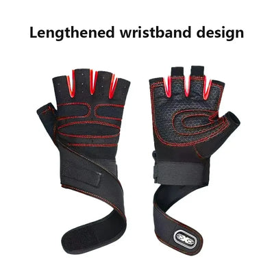 Outdoor Sport Gloves for Men Women Wrist Guard Fitness Gym Cycling Hiking Boxing Exercise Training Workout Long Wrist Fingerless by Smarsty