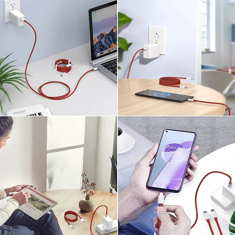 Oneplus 13 12 11 Cable Original 80W Supervooc Warp Charge Usb Type C Cable 100W Fast Charge One Plus 10T Nord CE 4 10 Ace 3 Pro - Smarsty
