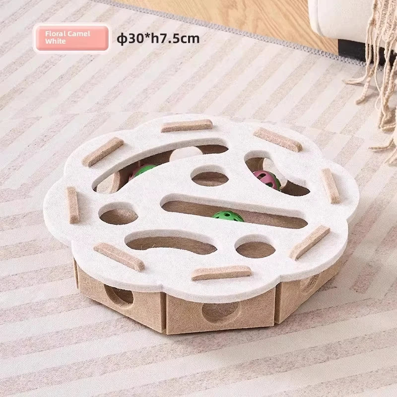 Cat Puzzle Toy Felt Puzzle Box Cat Exercise Toy With Ball Indoor Sports Entertainment Hunting Cat Toys For Indoor Cats - Smarsty