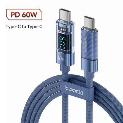 Toocki Type C to Type C Cable 100W PD Display Fast Charging Charger USB C to USB C Transparent Cable For Xiaomi Macbook