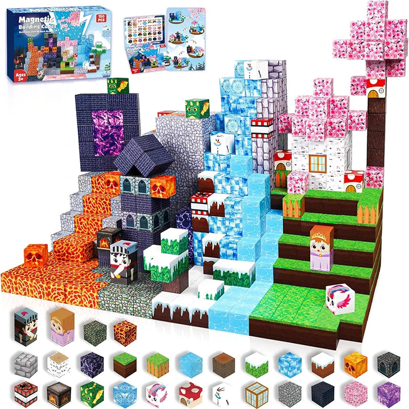 300pcs Warped Forest Magnetic Building Blocks Set, My World Figures Bricks, STEM Educational Toys for Kids, Gifts for Boys Girls