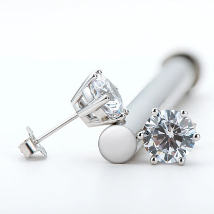 Moissanite Studs 0.5 To 2Ct Sterling Silver Screw Back - Smarsty