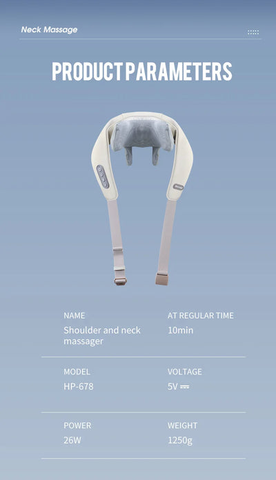 Foreverlily 26W Brushless Motor Neck And Shoulder Massager Wireless Shoulder And Back Kneading Massage Shawl Neck masajeador