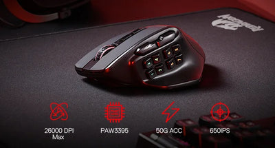 Redragon M811 PRO Wireless MMO Gaming Mouse, 15 Programmable Buttons RGB Gamer Mouse, 10 Side Macro Keys - Smarsty
