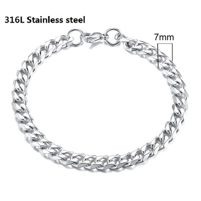 316L Stainless Steel Cuban Chain Bracelet for All - Smarsty
