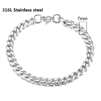316L Stainless Steel Cuban Chain Bracelet for All - Smarsty