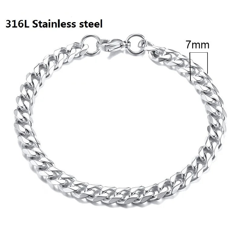 316L Stainless Steel Cuban Chain Bracelet for All - Smarsty
