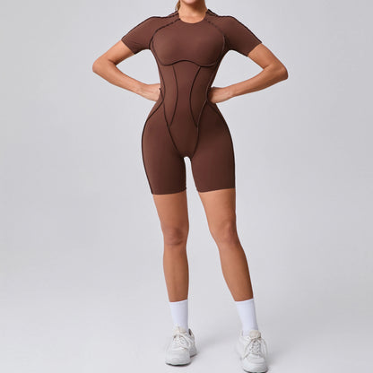 Short Jumpsuit Gym Clothes For Women Sportswear Fitness Overalls Backless Scrunch Booty Yoga Suit Sports Set Outfit - Smarsty