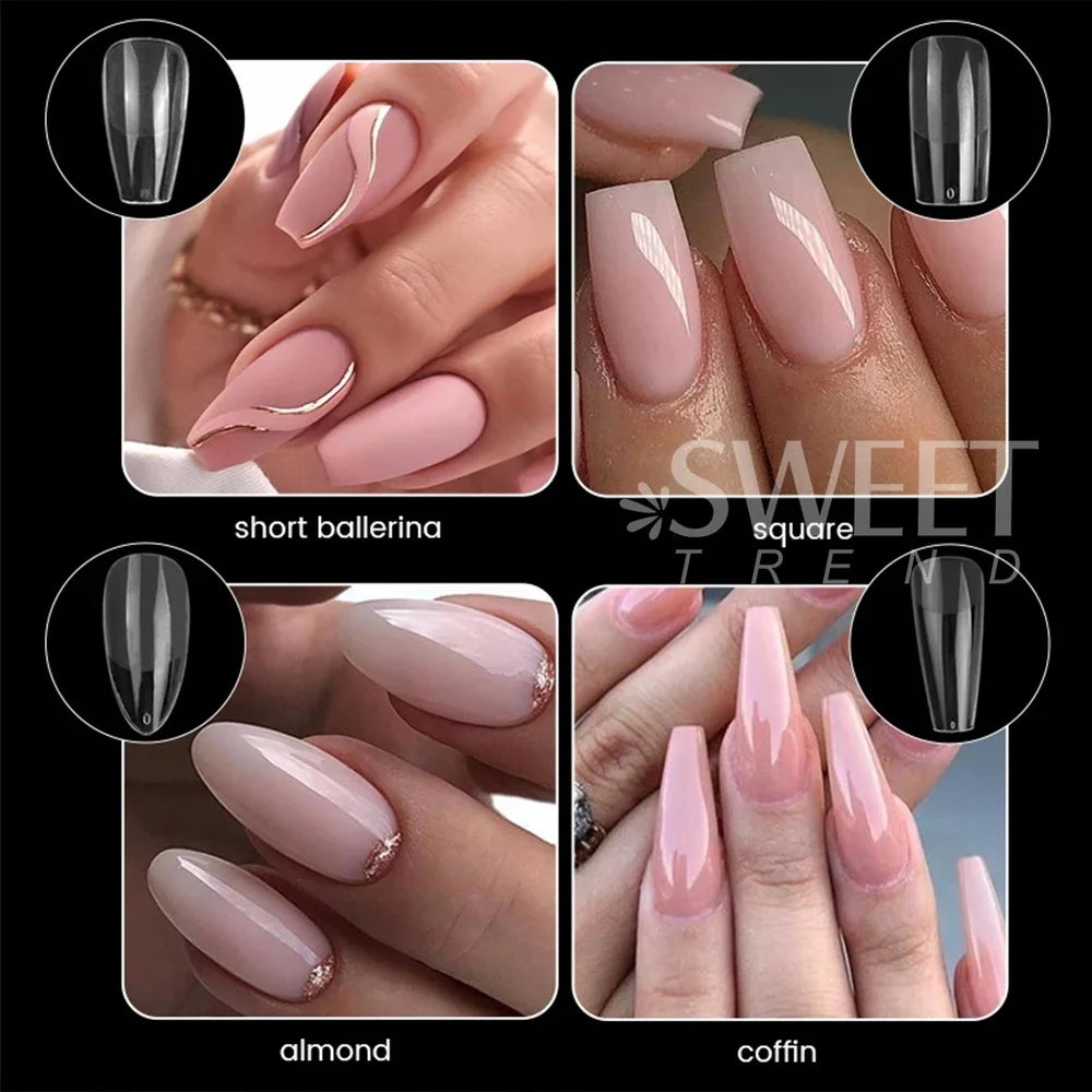 550pcs Matte Almond Coffin Nail Tips for DIY Manicure - Smarsty
