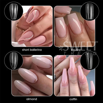 550pcs Matte Almond Coffin Nail Tips for DIY Manicure - Smarsty