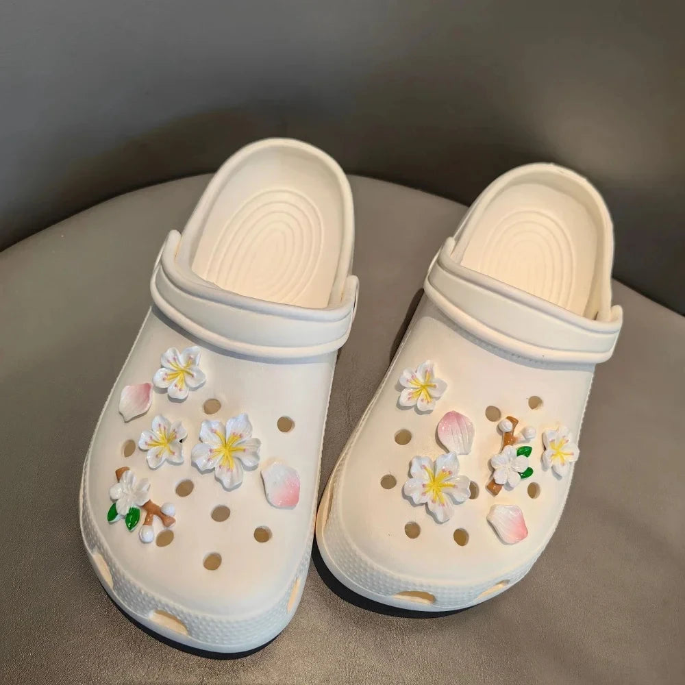 3D Cherry Flowers Set Shoe Charms Clogs Accessoriess DIY Slide Sandals Garden Shoe Decor Buckle Beach Bag Pins Girls Women Gifts