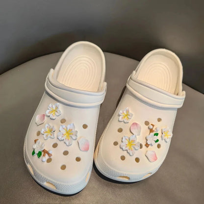 3D Cherry Flowers Set Shoe Charms Clogs Accessoriess DIY Slide Sandals Garden Shoe Decor Buckle Beach Bag Pins Girls Women Gifts