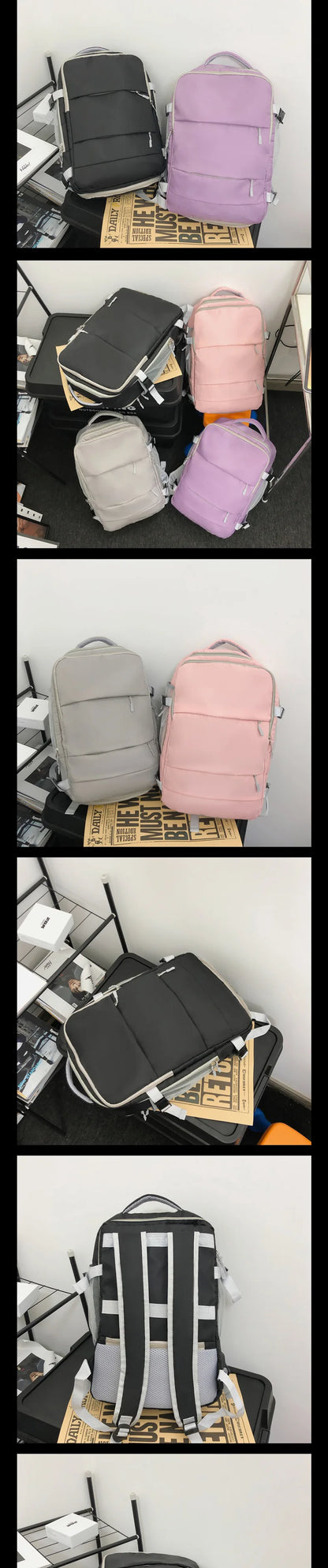 Casual Travel Backpack Women Large Capacity Waterproof Anti-Theft Casual Backpack Bag with Luggage Strap Laptop Backpack Women - Smarsty