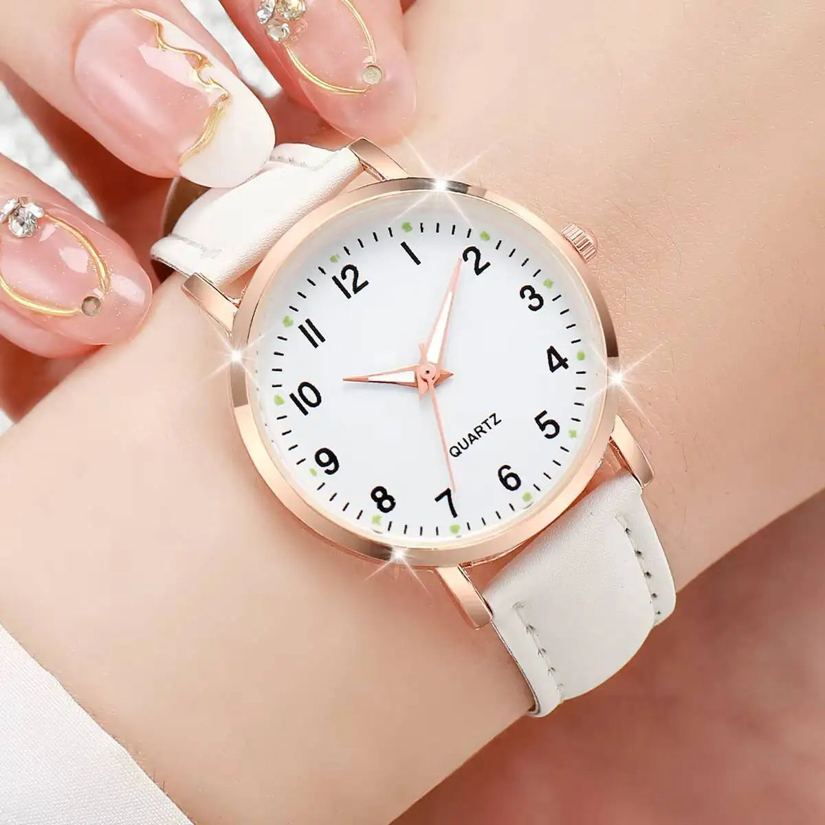 Fashion Arabic Dial Quartz Watch with Leather Strap for Women - Smarsty