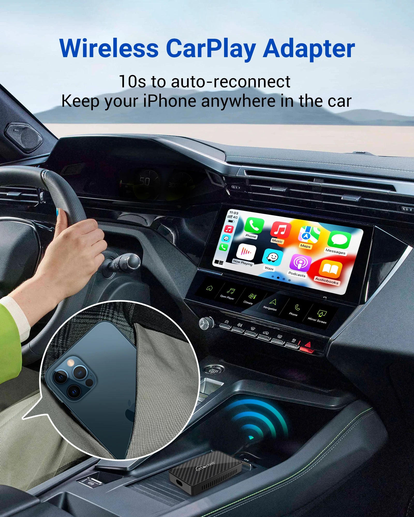 Wireless CarPlay Android Auto Adapter with Built in Apps - Smarsty