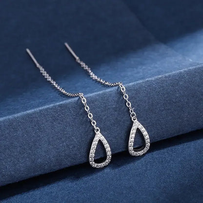 Rose Gold Drop Earrings with Zircon Crystals for Women - Smarsty